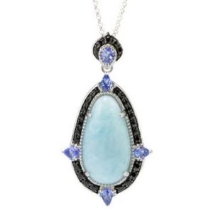 Milky Aquamarine, Black Spinel & Tanzanite Pendant